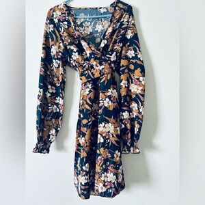 SHEIN Multicolor Floral Long Sleeve Dress